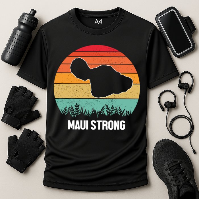 Maui Strong Hawaii Wildfire Sunset Cooling Performance Crew T-Shirt