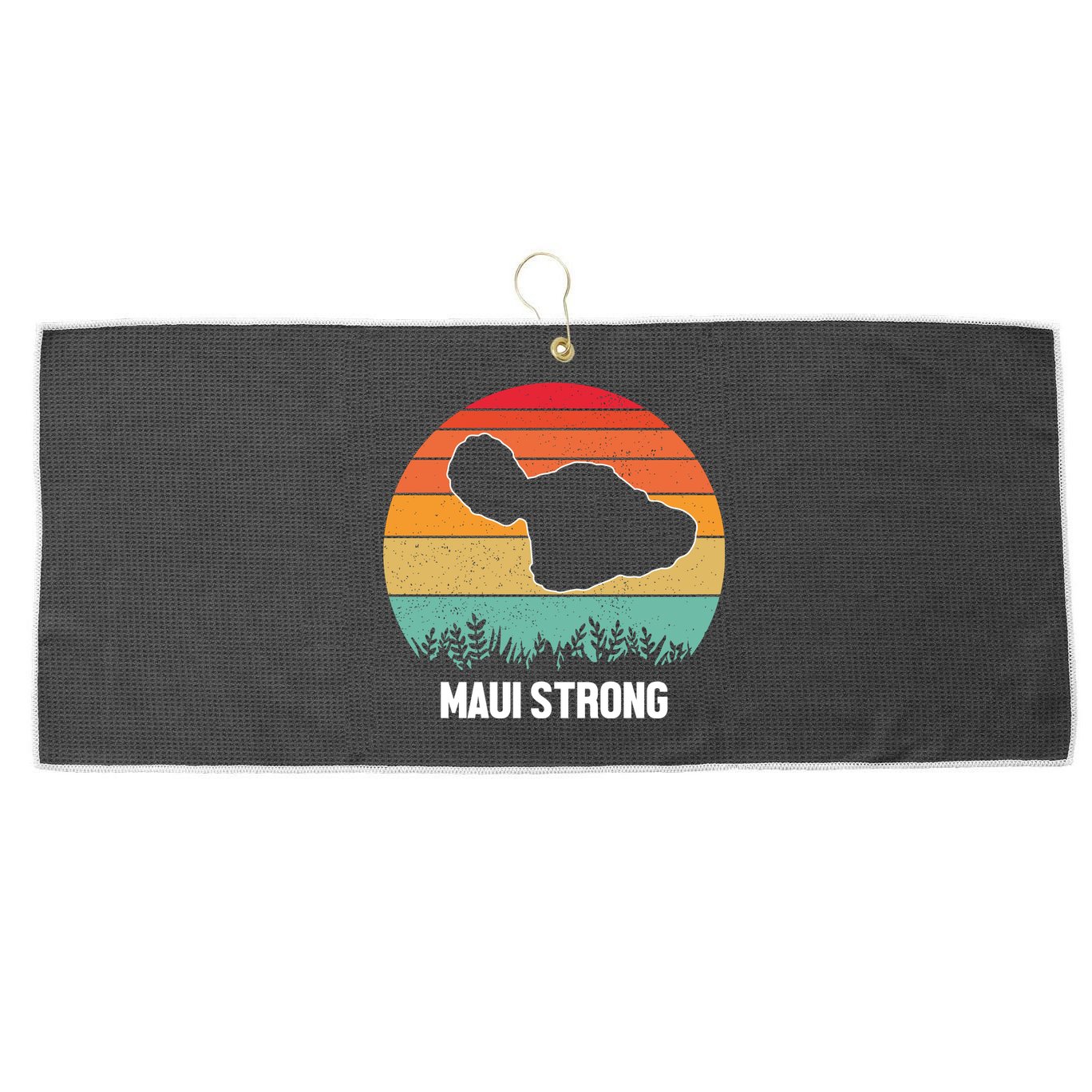 Maui Strong Hawaii Wildfire Sunset Large Microfiber Waffle Golf Towel