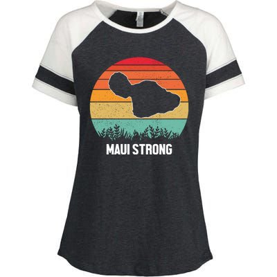 Maui Strong Hawaii Wildfire Sunset Enza Ladies Jersey Colorblock Tee