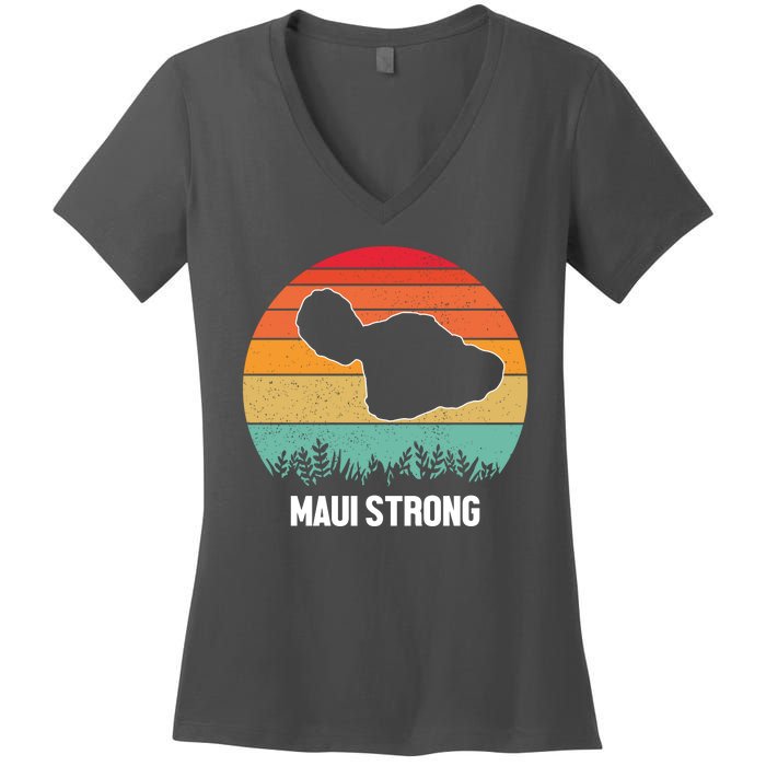 Maui Strong Hawaii Wildfire Sunset Women's V-Neck T-Shirt