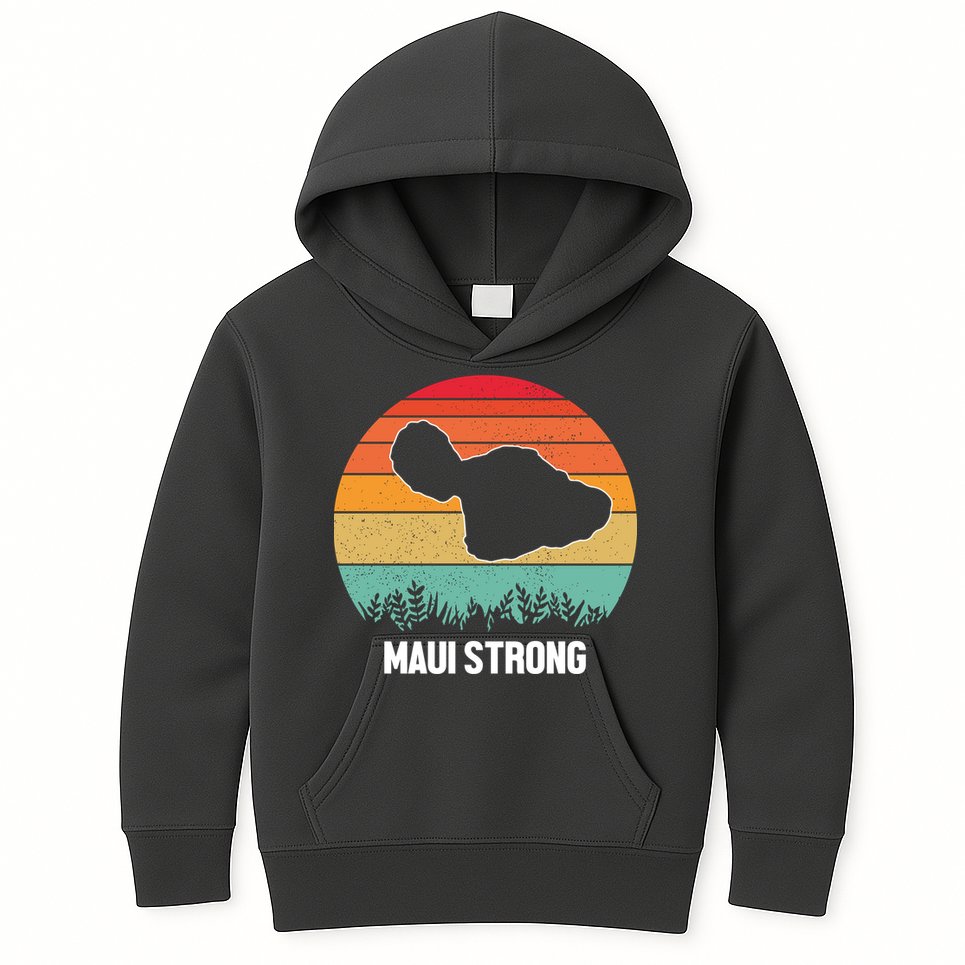 Maui Strong Hawaii Wildfire Sunset Kids Hoodie