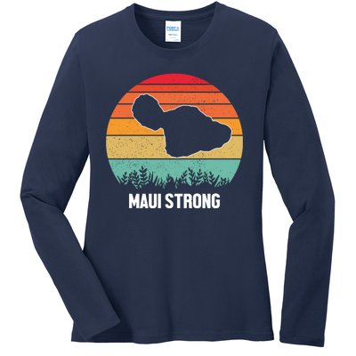 Maui Strong Hawaii Wildfire Sunset Ladies Long Sleeve Shirt