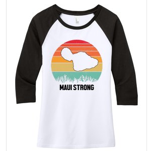 Maui Strong Hawaii Wildfire Sunset Women's Tri-Blend 3/4-Sleeve Raglan Shirt