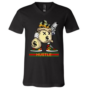 Money Stacks Hustle Wall Street Hip Hop Rap Lover Gift V-Neck T-Shirt