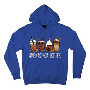 Media Specialist Horror Fall Coffee Halloween Pumpkin Autumn Gift Tall Hoodie