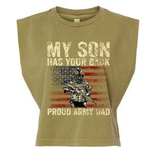 My Son Has Your Back Proud Army Dad Veteran Son Gift Garment-Dyed Women's Muscle Tee