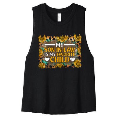 My Son In Law Is My Favorite Child Family Sunflower Design Women's Racerback Cropped Tank