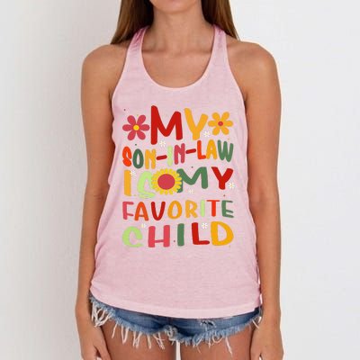 My Son In Law Is My Favorite Child Funny Replaced Daughter Women's Knotted Racerback Tank