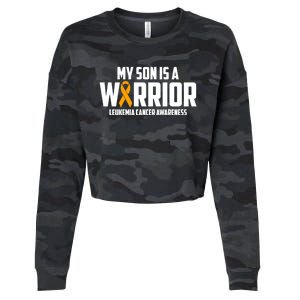 My Son Is A Warrior Leukemia Cancer Blood Awareness Month Gift Cropped Pullover Crew