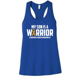 My Son Is A Warrior Leukemia Cancer Blood Awareness Month Gift Women's Racerback Tank