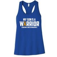 My Son Is A Warrior Leukemia Cancer Blood Awareness Month Gift Women's Racerback Tank