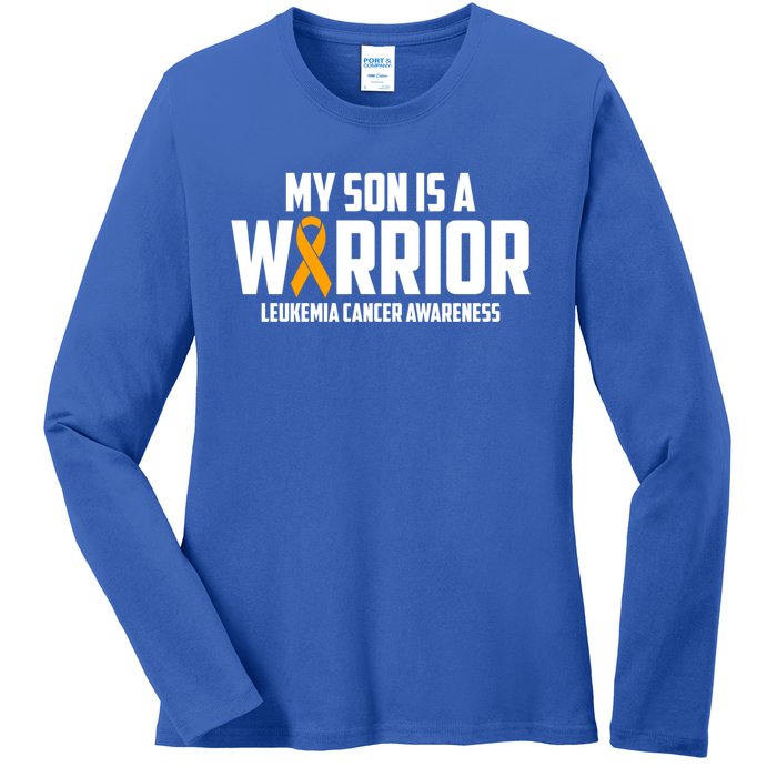 My Son Is A Warrior Leukemia Cancer Blood Awareness Month Gift Ladies Long Sleeve Shirt