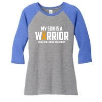 My Son Is A Warrior Leukemia Cancer Blood Awareness Month Gift Women's Tri-Blend 3/4-Sleeve Raglan Shirt