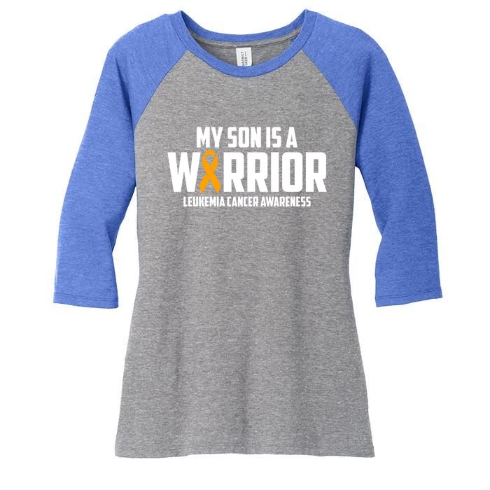 My Son Is A Warrior Leukemia Cancer Blood Awareness Month Gift Women's Tri-Blend 3/4-Sleeve Raglan Shirt