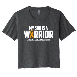 My Son Is A Warrior Leukemia Cancer Blood Awareness Month Gift Women's Crop Top Tee