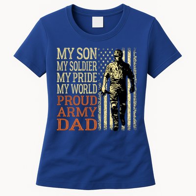 My Son Is A Soldier Hero Proud Army Dad Us Military Father Great Gift Womens T-Shirt