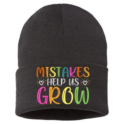Motivational Slogan Inspirational Math Teacher Colorful Typography Sustainable Knit Beanie