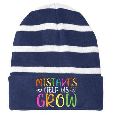 Motivational Slogan Inspirational Math Teacher Colorful Typography Striped Beanie with Solid Band