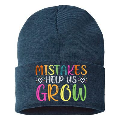 Motivational Slogan Inspirational Math Teacher Colorful Typography Sustainable Knit Beanie