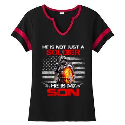 My Son Is A Soldier Proud Army Dad Mom Gift Cute Gift Ladies Halftime Notch Neck Tee