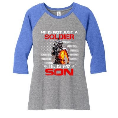 My Son Is A Soldier Proud Army Dad Mom Gift Cute Gift Women's Tri-Blend 3/4-Sleeve Raglan Shirt