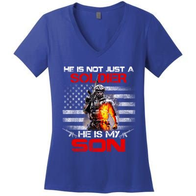 My Son Is A Soldier Proud Army Dad Mom Gift Cute Gift Women's V-Neck T-Shirt