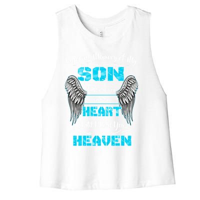 My Son I'll Hold You In My Heart Until I Hold You In Heaven Cute Gift Women's Racerback Cropped Tank