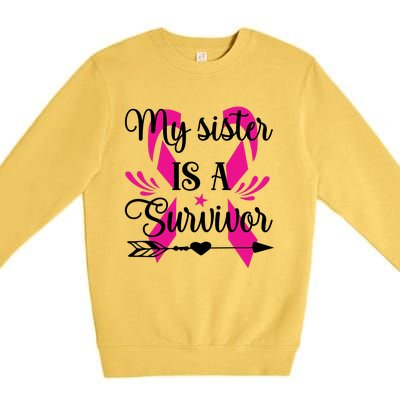 My Sister Is A Survivor Breast Cancer Awareness Premium Crewneck Sweatshirt