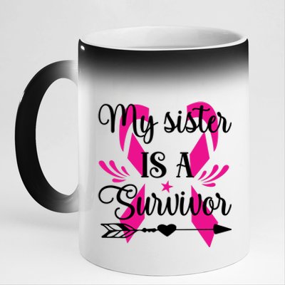 My Sister Is A Survivor Breast Cancer Awareness 11oz Black Color Changing Mug