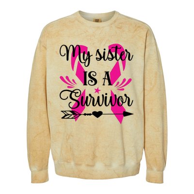 My Sister Is A Survivor Breast Cancer Awareness Colorblast Crewneck Sweatshirt