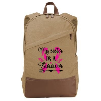 My Sister Is A Survivor Breast Cancer Awareness Cotton Canvas Backpack