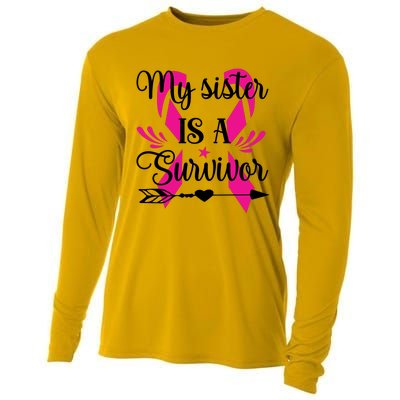 My Sister Is A Survivor Breast Cancer Awareness Cooling Performance Long Sleeve Crew