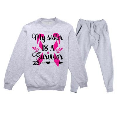 My Sister Is A Survivor Breast Cancer Awareness Premium Crewneck Sweatsuit Set