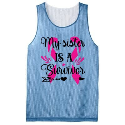 My Sister Is A Survivor Breast Cancer Awareness Mesh Reversible Basketball Jersey Tank