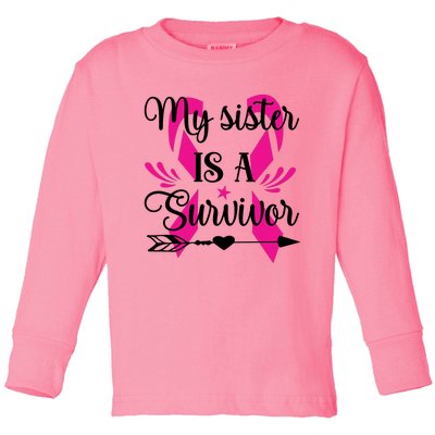 My Sister Is A Survivor Breast Cancer Awareness Toddler Long Sleeve Shirt