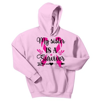 My Sister Is A Survivor Breast Cancer Awareness Kids Hoodie