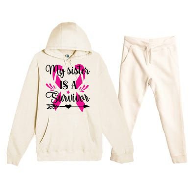 My Sister Is A Survivor Breast Cancer Awareness Premium Hooded Sweatsuit Set