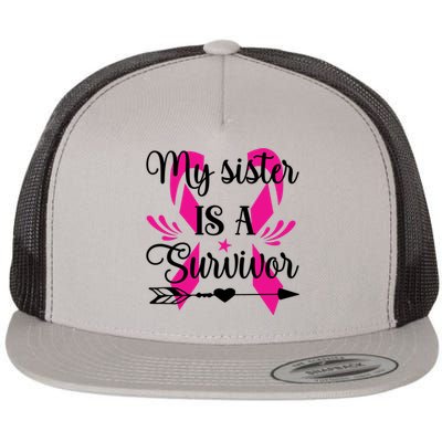 My Sister Is A Survivor Breast Cancer Awareness Flat Bill Trucker Hat