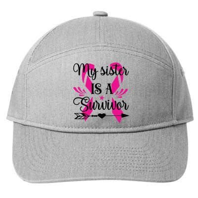 My Sister Is A Survivor Breast Cancer Awareness 7-Panel Snapback Hat