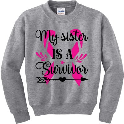 My Sister Is A Survivor Breast Cancer Awareness Kids Sweatshirt