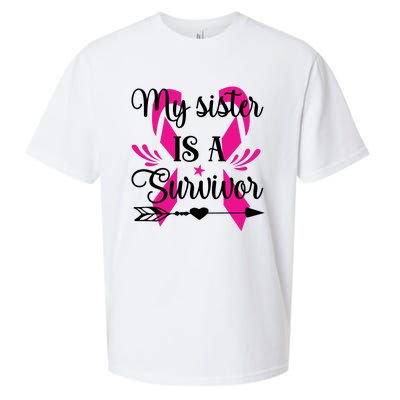 My Sister Is A Survivor Breast Cancer Awareness Sueded Cloud Jersey T-Shirt