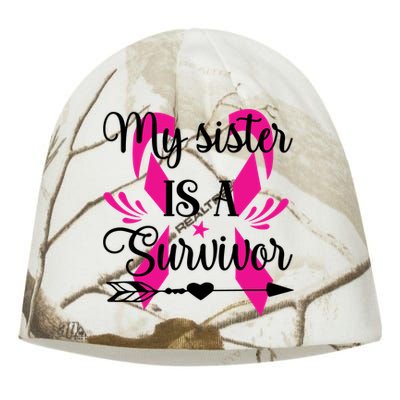 My Sister Is A Survivor Breast Cancer Awareness Kati - Camo Knit Beanie