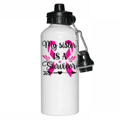 My Sister Is A Survivor Breast Cancer Awareness Aluminum Water Bottle