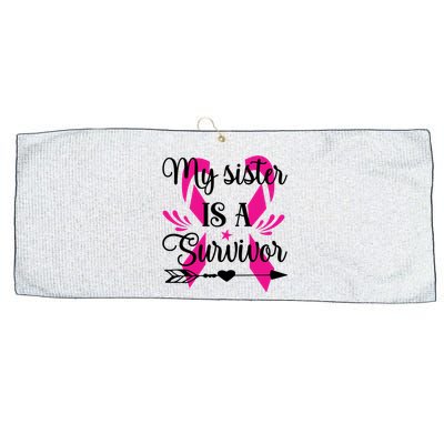 My Sister Is A Survivor Breast Cancer Awareness Large Microfiber Waffle Golf Towel