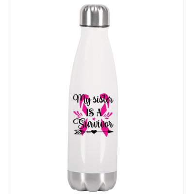 My Sister Is A Survivor Breast Cancer Awareness Stainless Steel Insulated Water Bottle