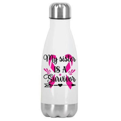 My Sister Is A Survivor Breast Cancer Awareness Stainless Steel Insulated Water Bottle