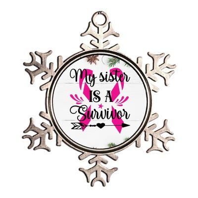 My Sister Is A Survivor Breast Cancer Awareness Metallic Star Ornament