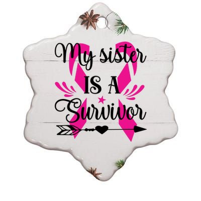 My Sister Is A Survivor Breast Cancer Awareness Ceramic Star Ornament