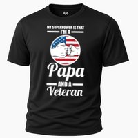 My Superpower Is That I'm A Papa And A Veteran Grandpa Cool Gift Cooling Performance Crew T-Shirt