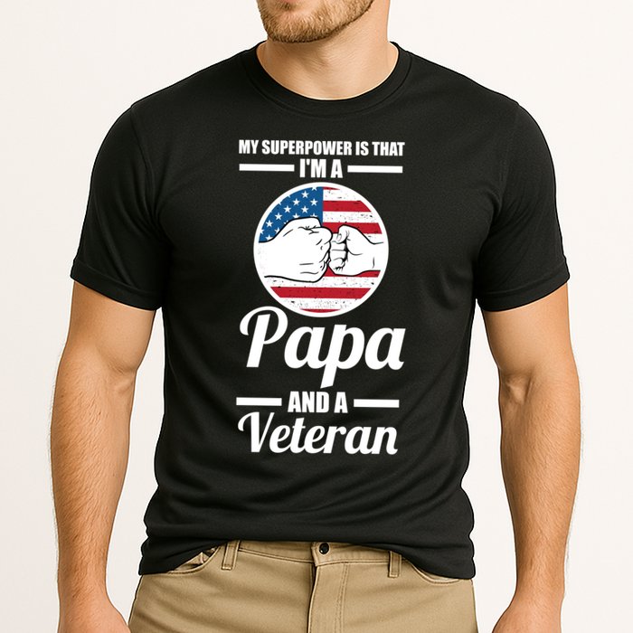 My Superpower Is That I'm A Papa And A Veteran Grandpa Cool Gift Cooling Performance Crew T-Shirt